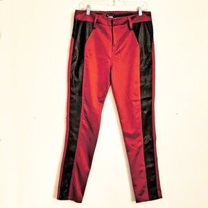 Venus Satin and Faux Leather Fitted Pants